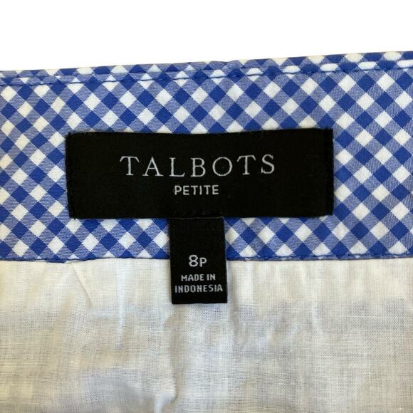 Talbots Sz 8P Blue Gingham Toucan Bird Embroidered Mini Skirt Preppy Fitted - Picture 6 of 16